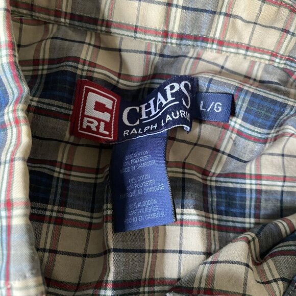 Chaps Ralph Lauren Dress Shirt Men’s Size Large Button Down Long Sleeve Plaid - Picture 6 of 6